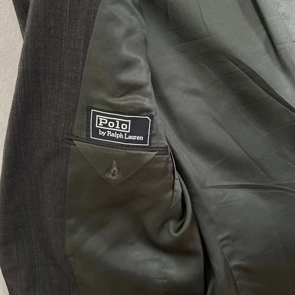 Polo Ralph Lauren‎ Vintage Pinstripe Blazer Gray 2 Button Sport Coat ACTWU USA